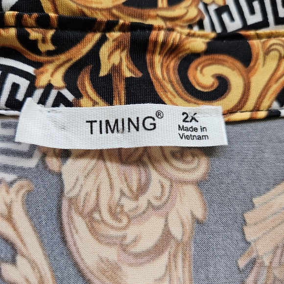 SOLD Timing Black & Gold Long Sleeve Button-Down Mini Dress Size 2X - Picture 5 of 14